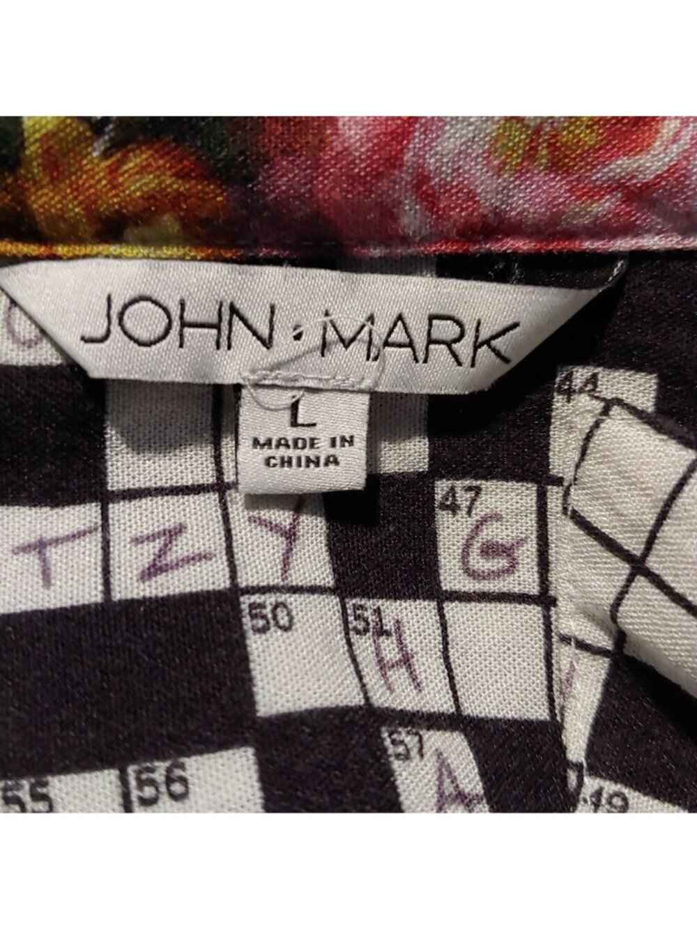 John Mark Oversize Blouse Haute Couture Newspaper Print Art Interesting L - Picture 7 of 11
